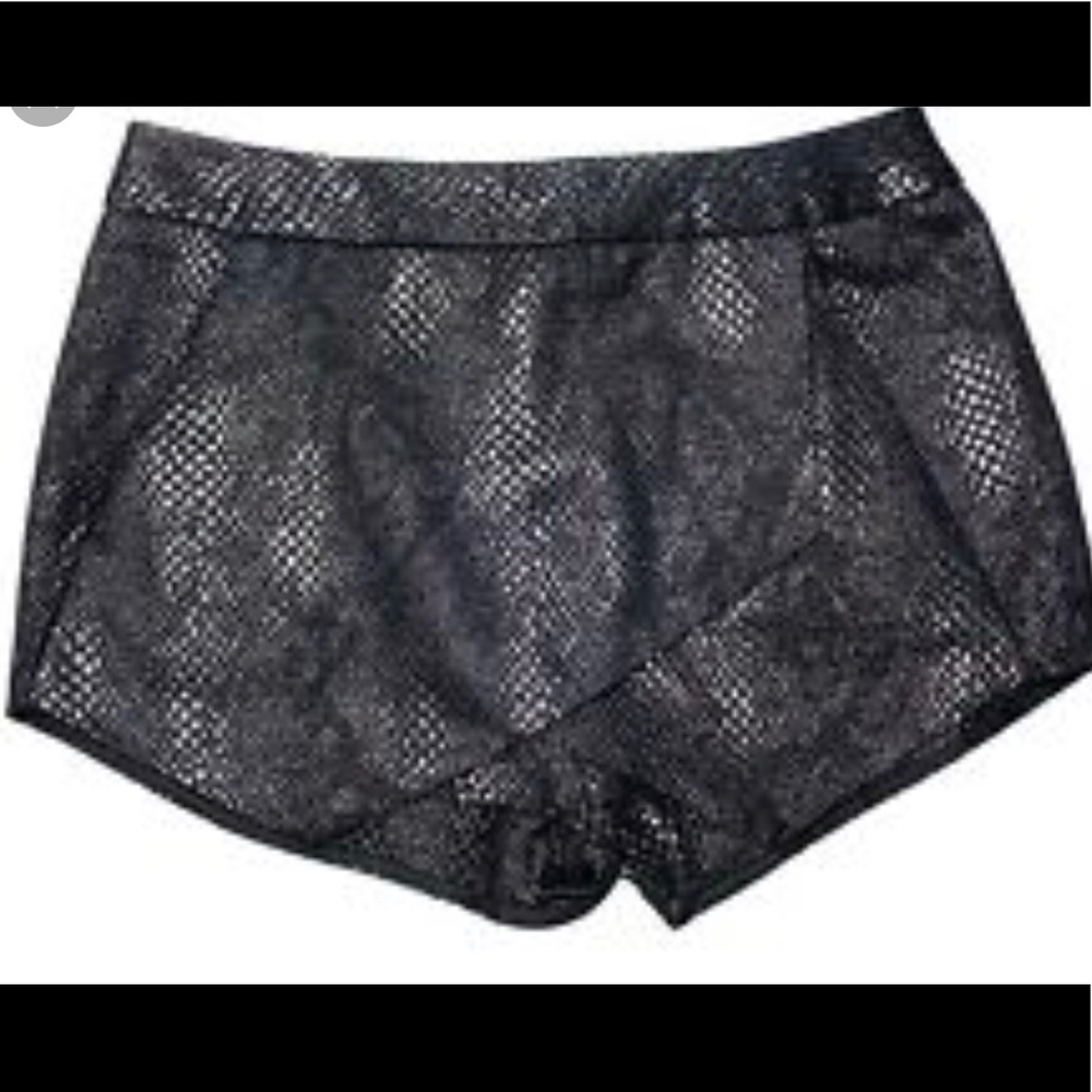 Metallic and black snake print skort